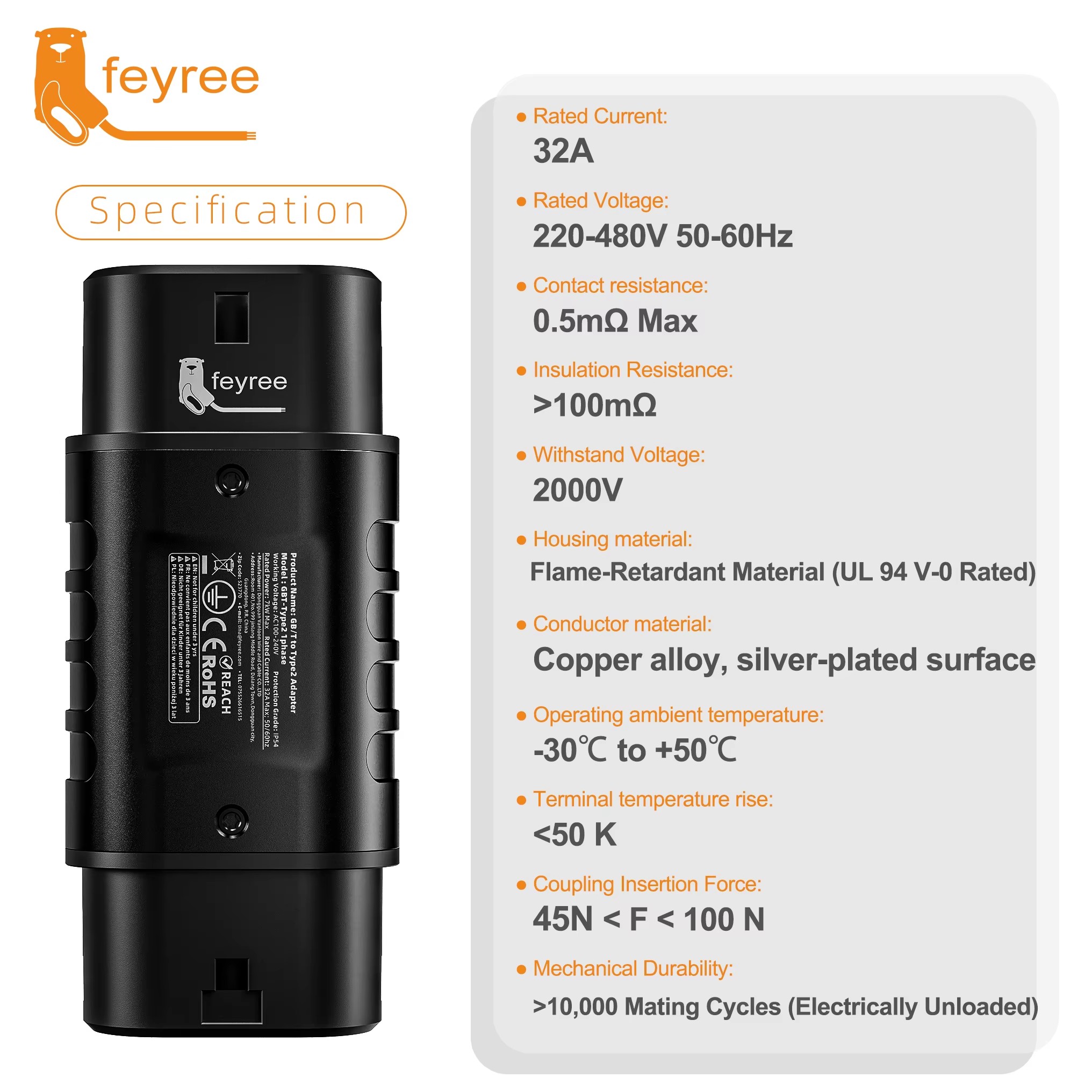 Ev Charger 7Kw Single Phase - Adattatore per stazione di ricarica Feyree