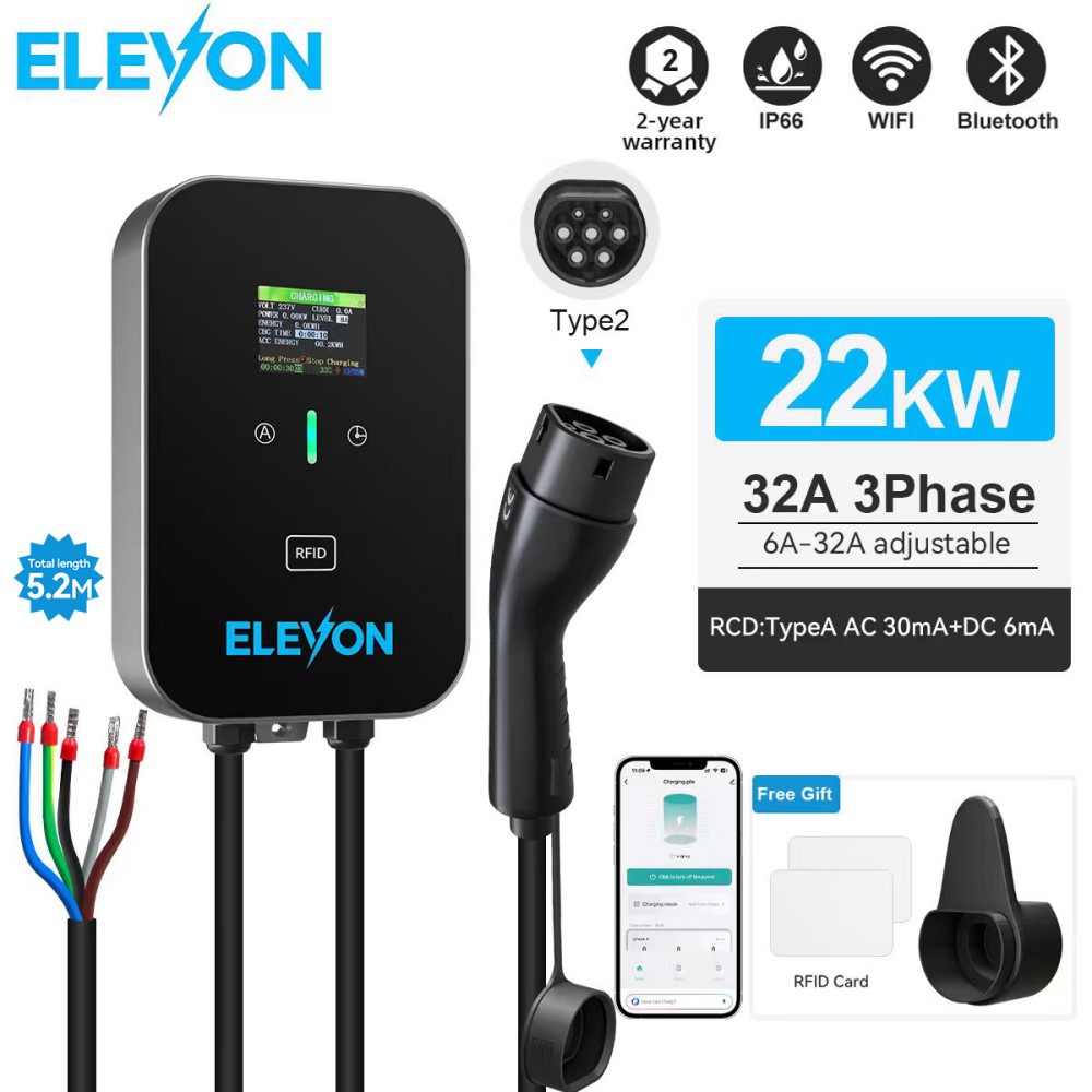 Ev Charger 22Kw Wallbox Type 2 - Stazione di Ricarica ELEVON EV 22KW