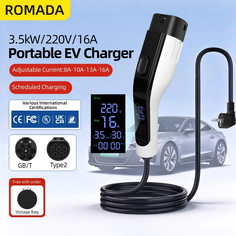ROMADA 16A 3.5KW Caricatore EV - Portable Ev Charger 16A Adjustable recensione e prezzo
