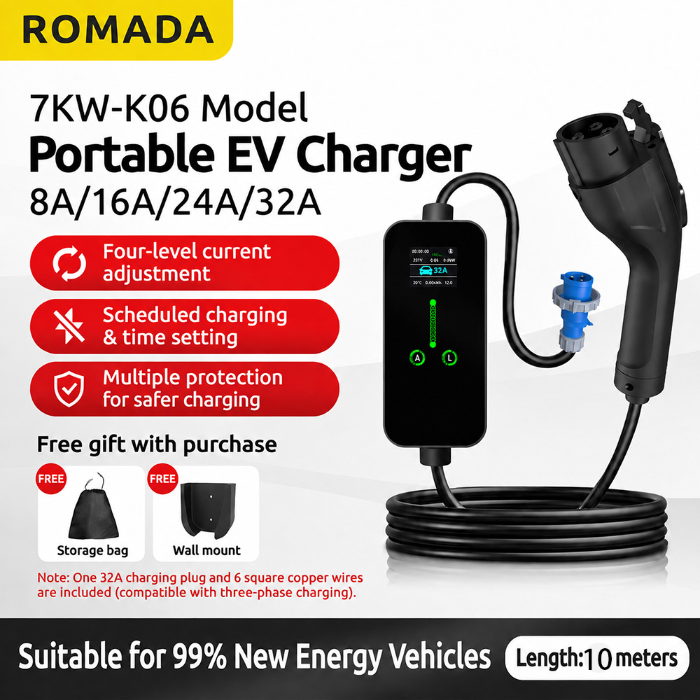 Caricatore EV portatile 7,2KW  - Ev Charging Cable Type 2 32A recensione e prezzo