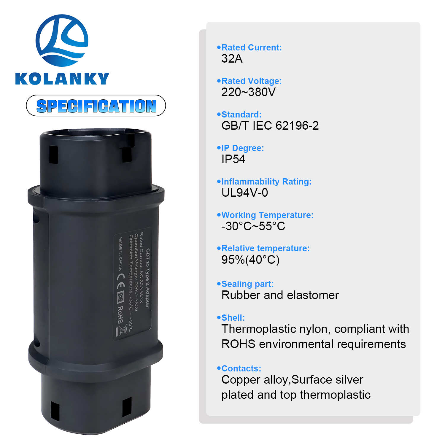 Adattatore di ricarica Kolanky - Ev Charger Adapter Type 2 To Type 1 recensione e prezzo