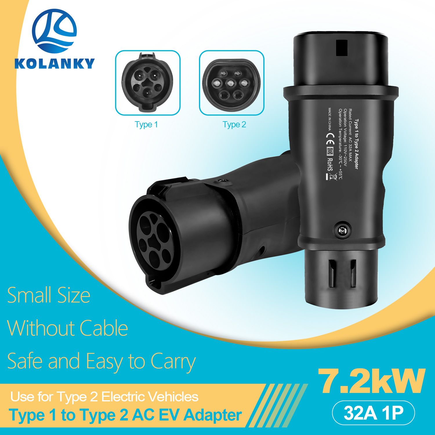 Adattatore EV Kolanky 7.2KW 32 - Ev Charging Cable Type 2 32A recensione e prezzo