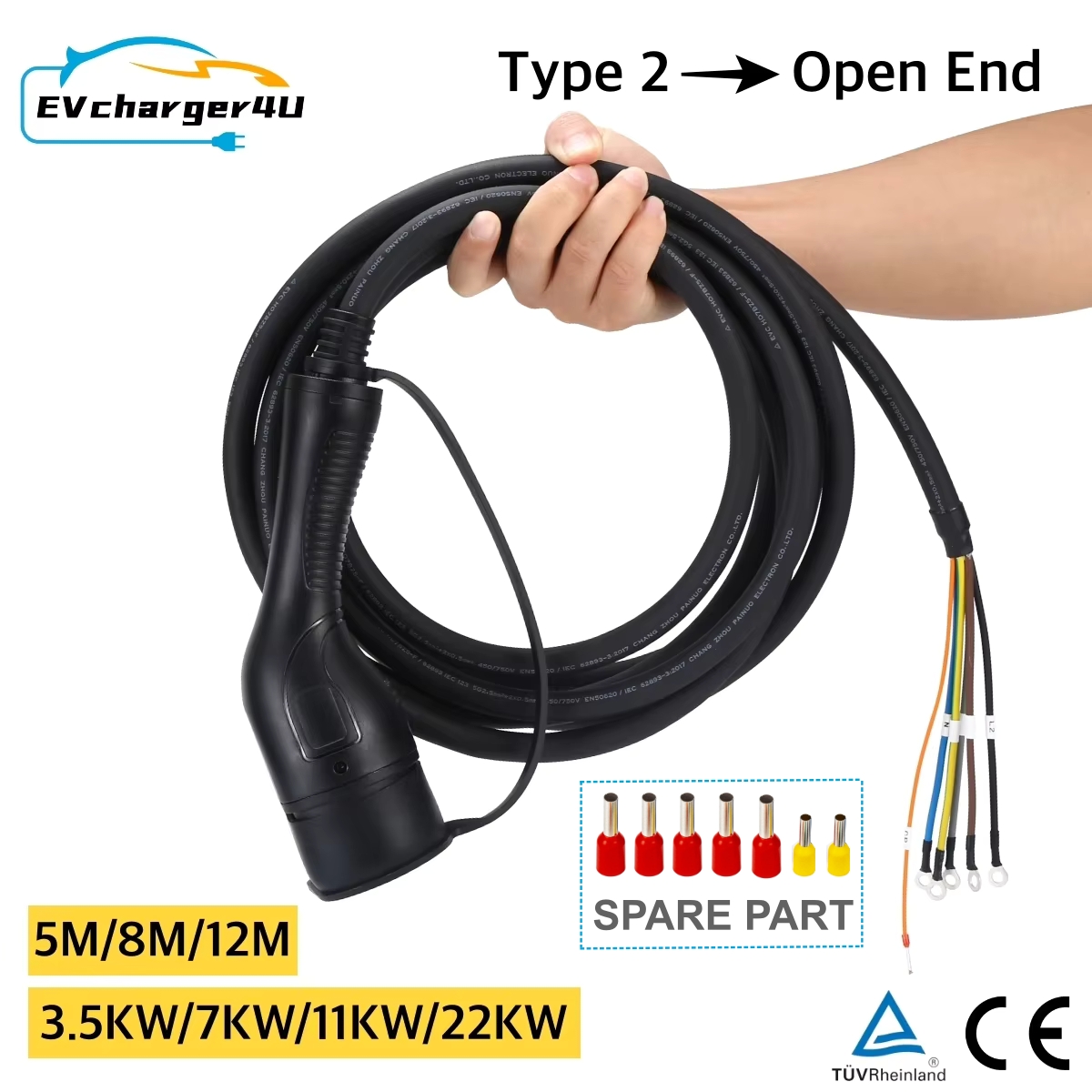 EVcharger4U 3.5KW 7KW 11KW 22K - Ev Charging Cable 5M 22Kw recensione e prezzo